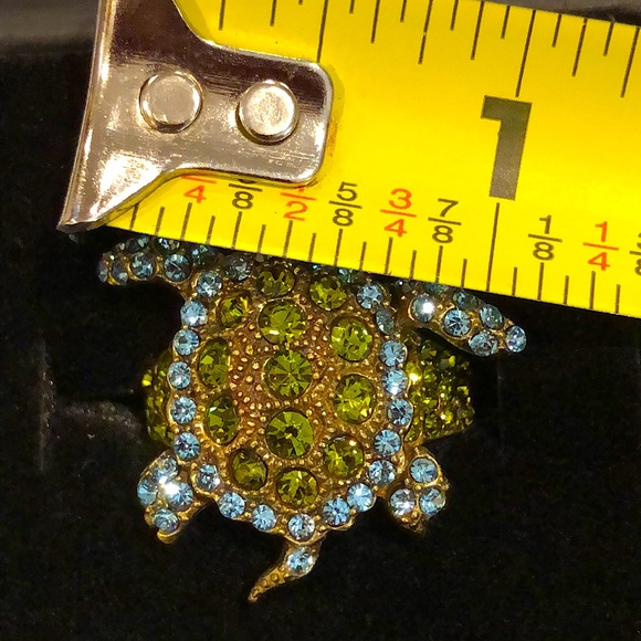 HEIDI DAUS Green Blue Swarovski Crystal Accented Turtle Ring Sz 10 - Picture 4 of 15